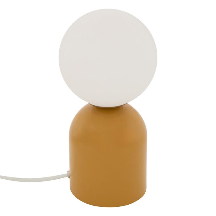 Lampe à poser avec globe opalin et base en acier Jaune 10x23 cm Lampe à poser avec globe opalin et base en acier Jaune 10x23 cm