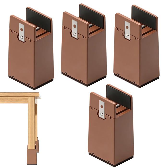 Lot de 4 Rehausseurs de Meubles Réglables 10 cm Rehausseur Pieds de Lit avec Pince à Vis pour Pieds de 10 à 37 mm Antidérapant