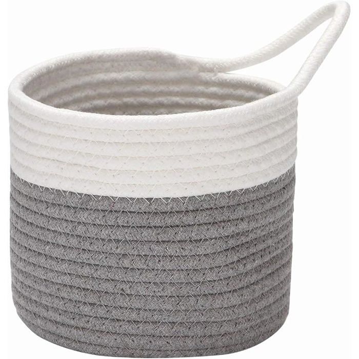 Paquet paniers suspendus corde coton petit panier rangement tissé 6 7 pouces sac suspension pour vélo Grey White 1pcs white BOITE Paquet paniers suspendus corde coton petit panier rangement tissé 6 7 pouces sac suspension pour vélo Grey White 1pcs white BOITE