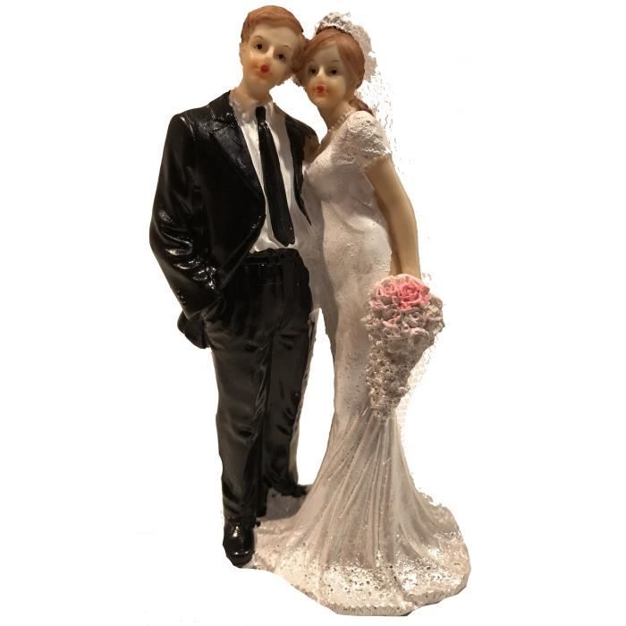 Figurine Couple Marié Hobbyfun - Décoration De Table Ou Gâteau Mariage (9,5 Cm)