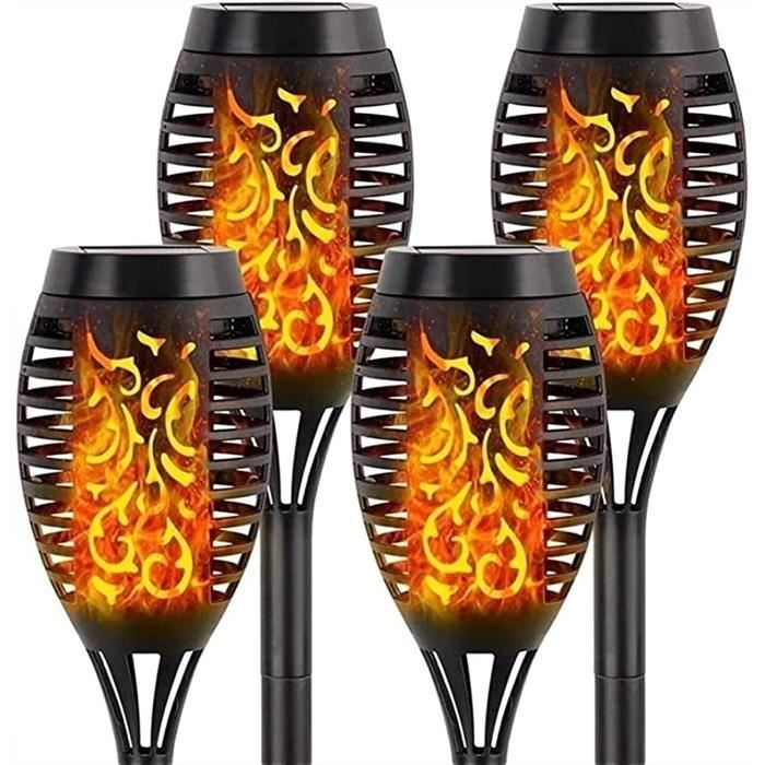 6 Pack Torches Solaires FLOWood - Lumières Flamme Scintillante 12 LED - Étanche IP65 - Décoration Jardin Et Allée
