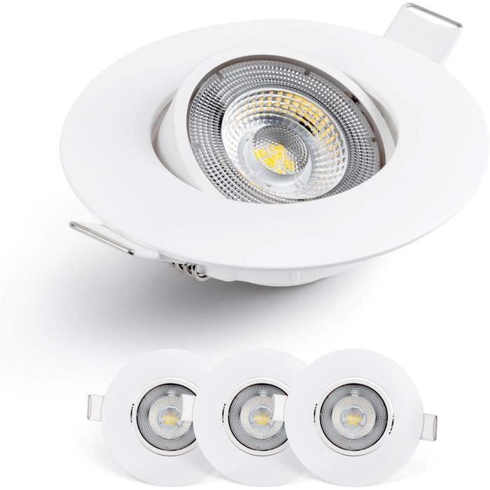 Spot LED Encastrable 4000KLampe Plafond Orientable 50° pour ampoules