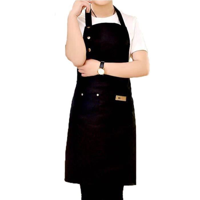 Kit 4 Tabliers Chef Noir Et Blanc Avec Toques - Professionnel Réglable Avec Poches