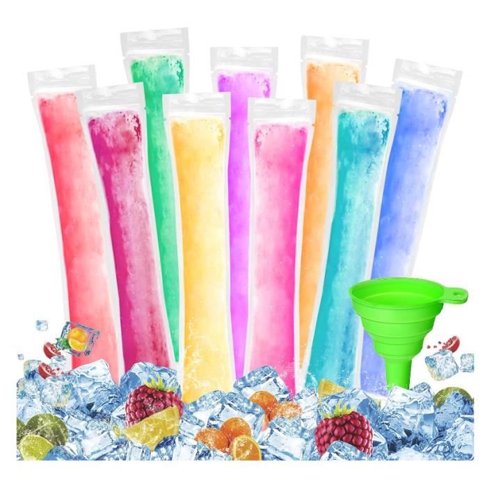 Sacs de Sucettes Glacées - Non spécifié - 200 Pochettes - Jetables - Avec Entonnoir - Blanc