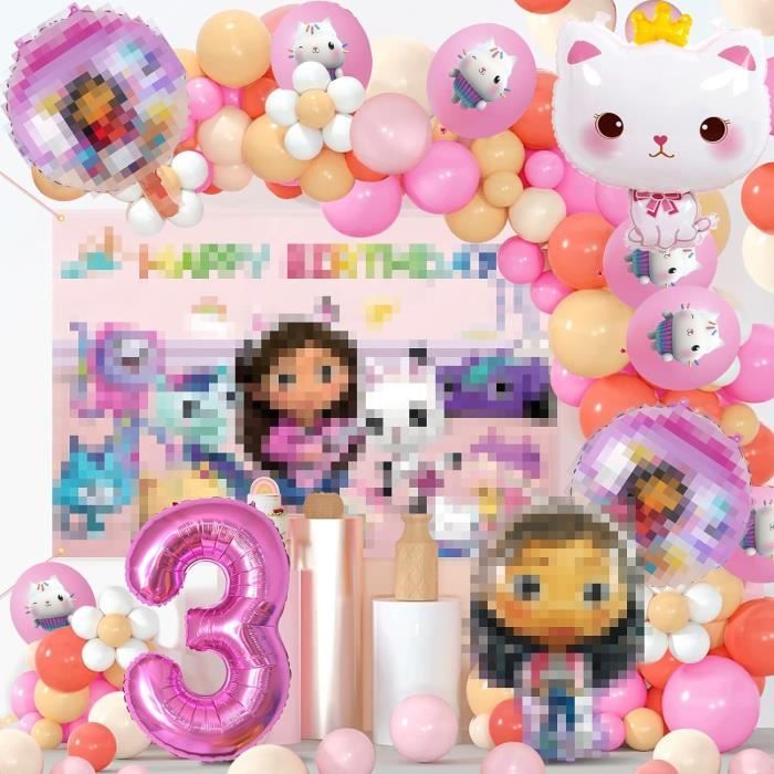 Amycute Kit Anniversaire Fille Chat – 81 Pièces Vaisselle Carton, Nappe, Gobelets – Déco Fête Baby Shower Noël