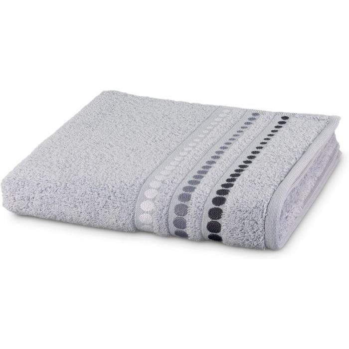 Lot De 4 Serviettes De Bain 50x100 Cm - Coton Épais 500 G/m² - Gris Argenté - Doux Et Absorbant