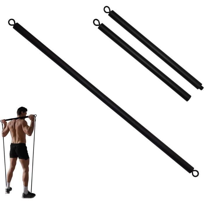 Ensemble Barres Pilates Avec 6 Bandes Résistance 30-40-50 Lbs - Poignées Et Ancrage Porte Pour Fitness Maison