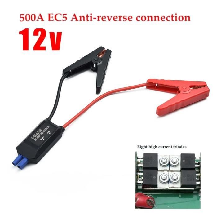 Greluma 1 Pièce Câble De Démarrage, Pince Crocodile De Câble De Démarrage De Voiture De Remplacement Automobile Vers Connecteur EC5 Pour Démarreur De Saut De Voiture D'urgence Portable 12V Booste