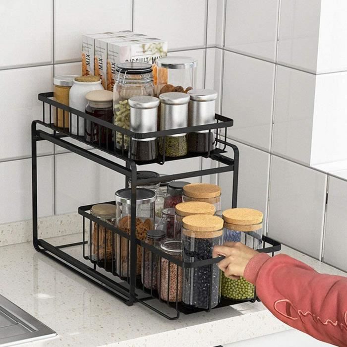 Organiseur 3 Niveaux Avec Tiroirs Transparents - Pour Cuisine Et Salle De Bain, Réglable (32x20x36 Cm) - 5