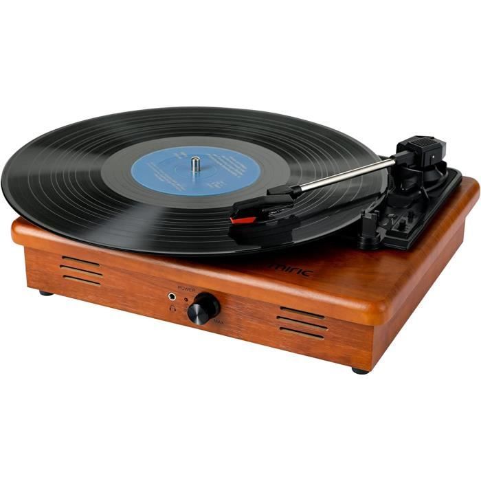 Platine Vinyle Bluetooth Metronic - 3 Vitesses (33/45/78 Tours) | Haut-Parleurs Intégrés - Design Bois