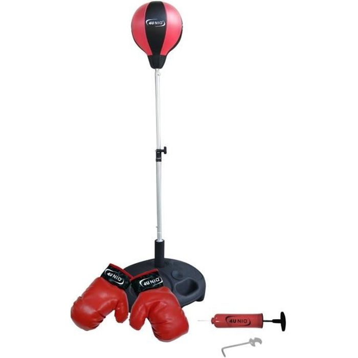 Punching-ball Miles - Set avec gants 10 oz - Réglable en hauteur - Rouge