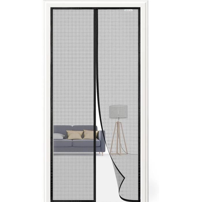 Fenêtre Moustiquaire Magnétique W145xH190cm Moustiquaires à Fermeture Automatique, Adsorption Magnétique, Pliable, Sans Perçage, Autocollante Pour En/fenêtres Blanc