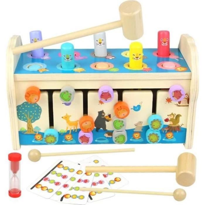 DINORUN Jouet Bébé 1 An - Xylophone Montessori En Bois 4 En 1, Jeux Éducatifs Pour Enfants 1 2 3 Ans Crabe Qui Marche Bebe