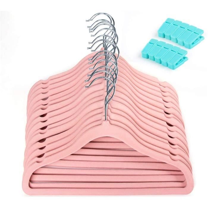 pcs Cintres En Velours Pour Enfant Rose Avec 10 Pinces Pour Cintre Pour Hanger Enfant Pantalons Vetements D Hiver Cdiscount Maison
