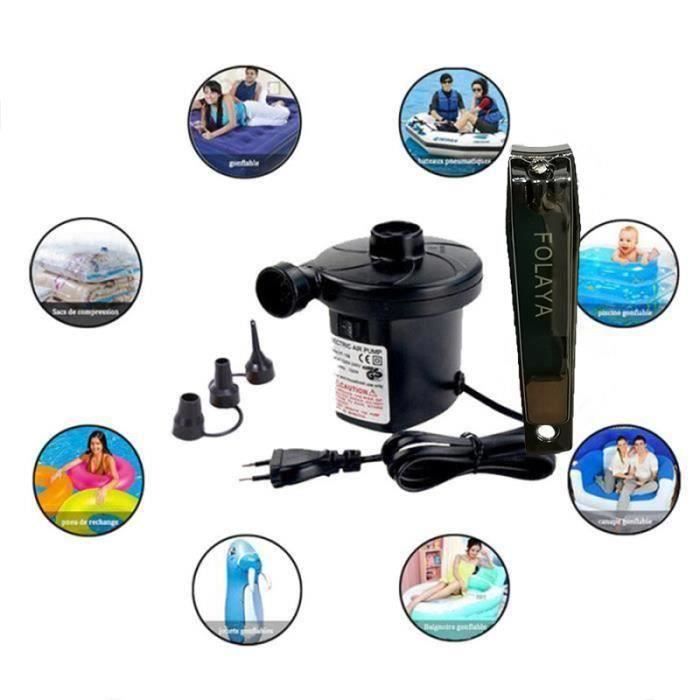 ,Pompe pour Matelas pneumatique,gonflage et d/égonflage 2 en 1 avec 3 Buses dair,Pompe /à air pour piscines gonflables,Anneau de Natation,Bateaux,lit EU 220-240v Flashbee Pompe /à air /électrique