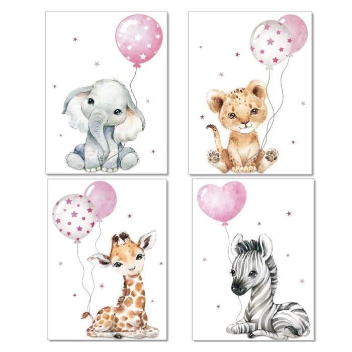 Posters décoratifs pour chambre d'enfant (fille) Motif Animaux de la