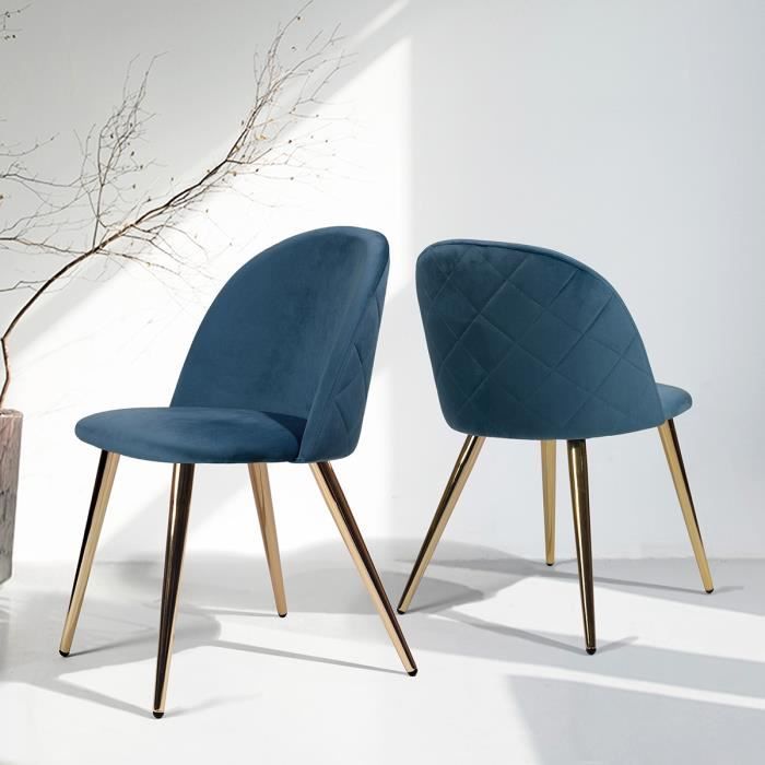 Lot de 2 chaisesfauteuils de salle à manger & salon en velours bleu