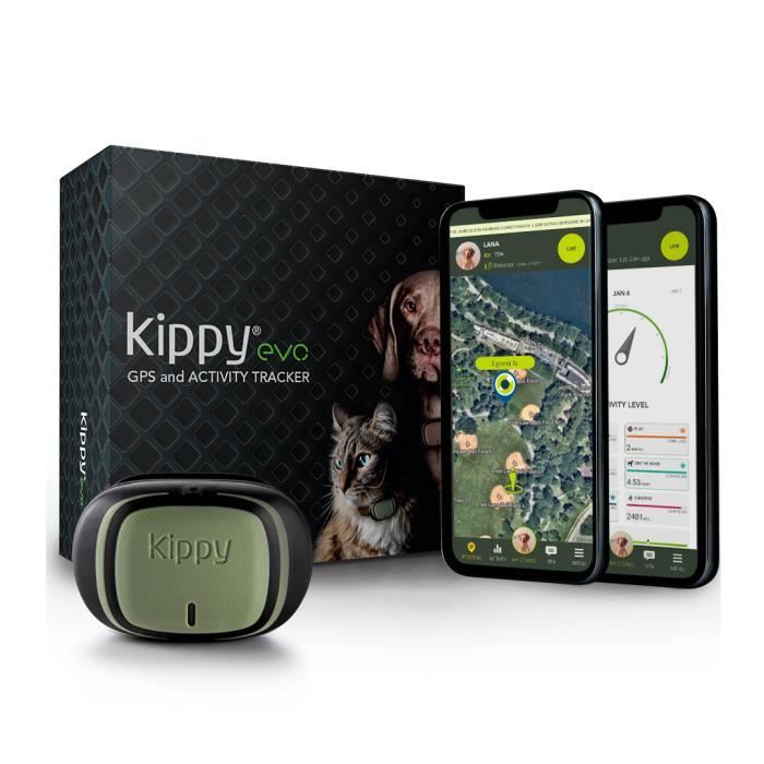 KIPPY - Collier GPS pour Chiens et Chats - Evo - 38 GR - Waterproof - Green Forest