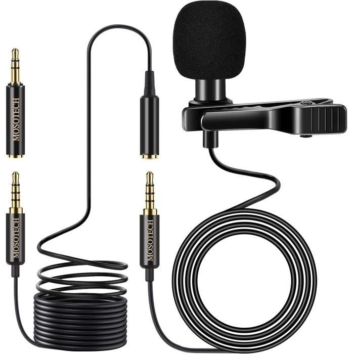 Mini Microphone Cravate à Condensateur Omnidirectionnel Pour Diffusion En Direct / Enregistrement / Interview - Microphone - Achat & Prix