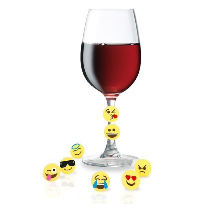 Marqueur Verre Maque Vee Ventouse Emoji Chams En Silicone Lot De 12 Marqueur De Verre