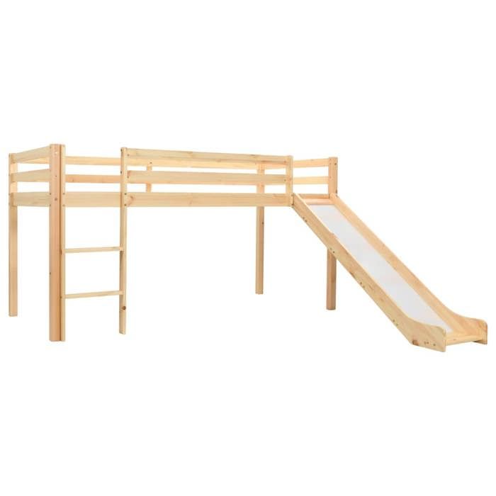 lit mezzanine pour enfants avec toboggan et échelle en bois massif pin 97x208 cm - vidaxl