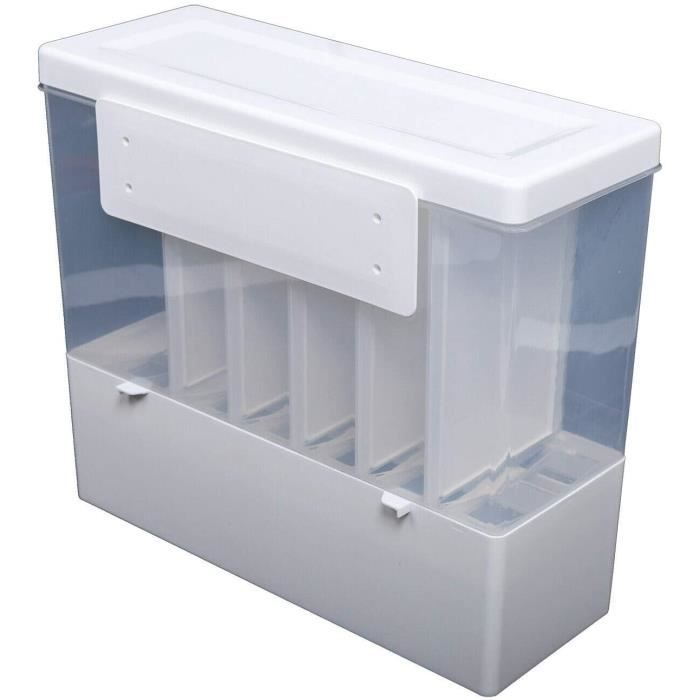 Matériau PP Distributeur de nourriture sèche Récipient de conservation de nourriture sèche Blanc Support mural Distributeur de céréales et céréales 10 kg 6 grilles