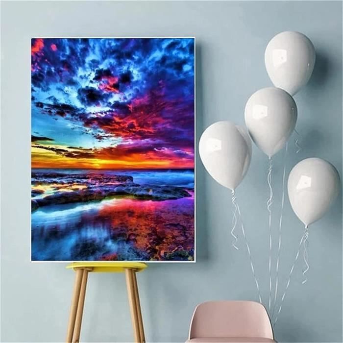 Diamond Painting Rebord De Fenêtre - Kit Broderie Diamant Vue Sur La Mer 30x40cm - Activité Adulte
