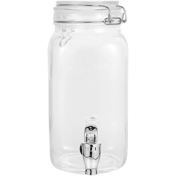 2l bocal en verre distributeur de boissons avec couvercle transparent large  bouche bocaux de conserve avec sans fuite robinet 63 - Cdiscount Maison