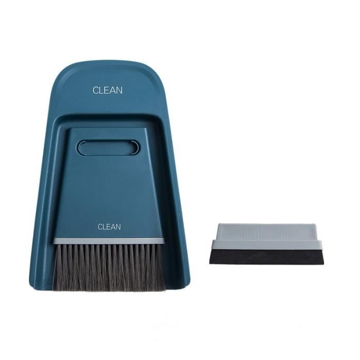 Mini Balai Et Pelle à Poussière - Set De Nettoyage Pour Miettes Et Poussière Sur Table, Canapé, Voiture - Design Compact Avec Poils Doux - Rangeable Facilement (bleu)