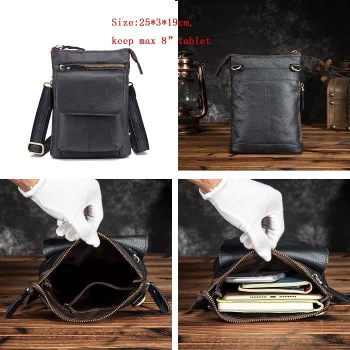 Sac Banane,en Cuir Véritable Pour Hommes,Design Rétro Décontracté