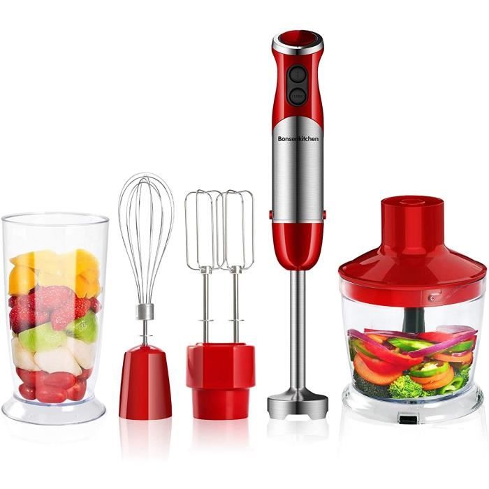 FRESKO Staafmixer, 1000 W, pureerstaaf met 12 snelheden, turbo-knop, beker van 700 ml, met deksel, roestvrij staal, voor saus, soep, babyvoeding FRESKO Staafmixer, 1000 W, pureerstaaf met 12 snelheden, turbo-knop, beker van 700 ml, met deksel, roestvrij staal, voor saus, soep, babyvoeding