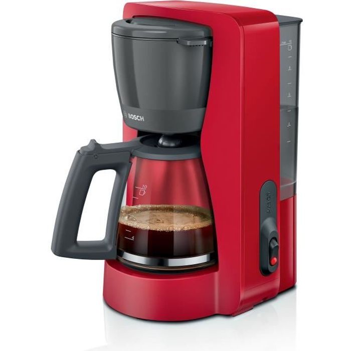 Cafetière Filtre - BOSCH - TKA2M114 MyMoment - Rouge - Capacité 1,25L - verseuse verre - système anti-gouttes