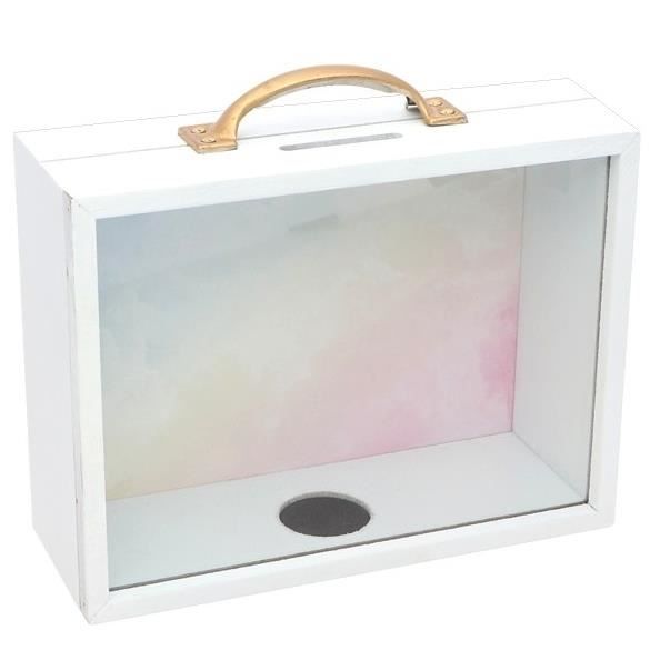 Chaks 12680 Tirelire rectangulaire en bois et plexi avec anse métal 11cm Chaks 12680 Tirelire rectangulaire en bois et plexi avec anse métal 11cm