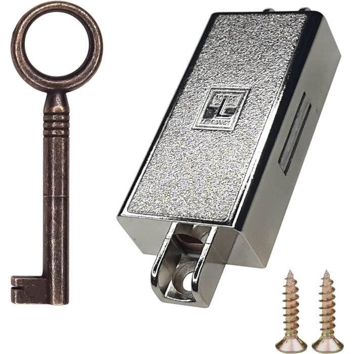 Serrure Espagnolette Brun Bronze Clé Antique Remplacement Meuble Buffet Ancien Décoration