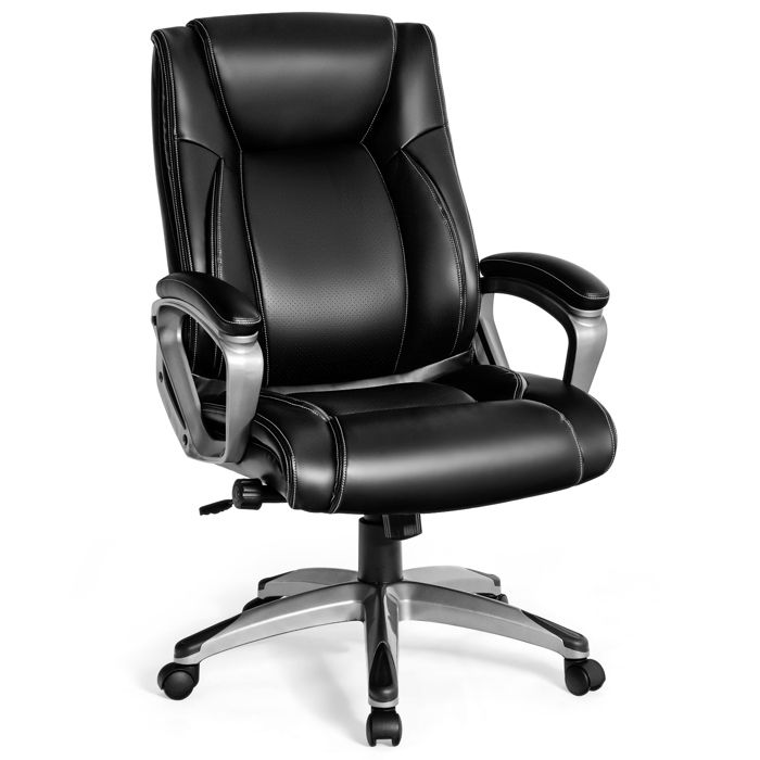 COSTWAY Fauteuil de Bureau Bascule à Roulettes avec Appui-tête Hauteur réglable Ergonomique Charge max. : 150 KG Noir COSTWAY Fauteuil de Bureau Bascule à Roulettes avec Appui-tête Hauteur réglable Ergonomique Charge max. : 150 KG Noir