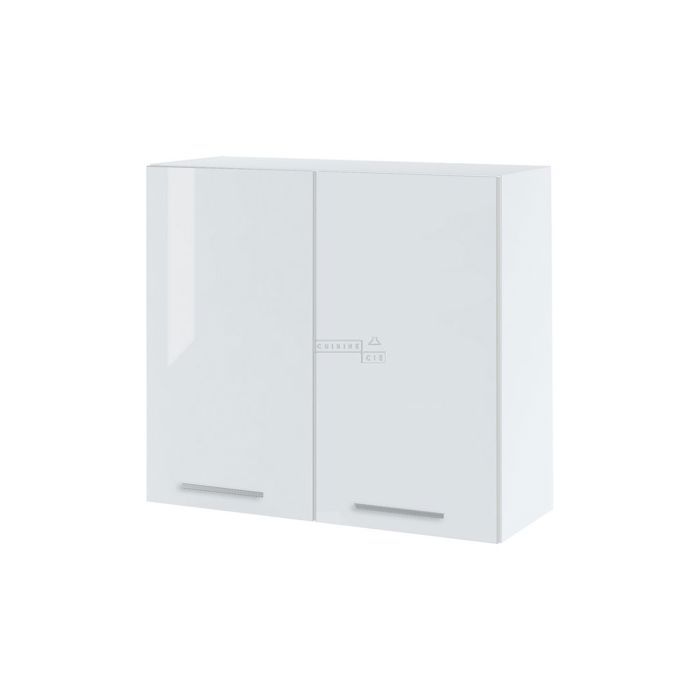 Meuble haut de cuisine Bellissi Blanc Brillant 2 portes L 80 cm - Cuisineandcie