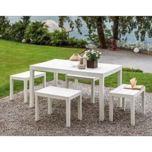 table d'extérieur vasto - dmora - rectangulaire - plastique renforcé - blanc