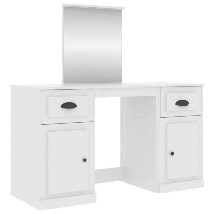ST5670 Coiffeuse avec miroir blanc 130x50x132 5 cm 85670