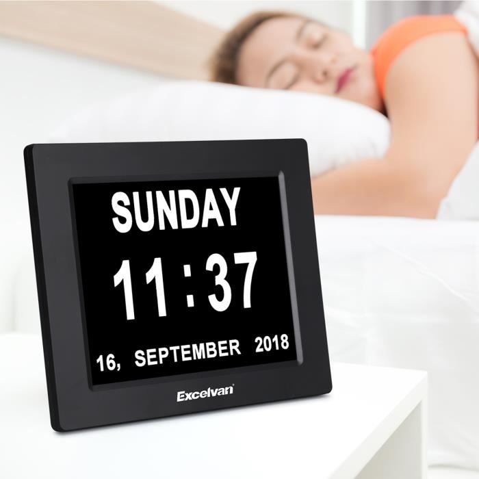 Excelvan DC8001 Horloge Calendrier Numérique 8pouces écran avec Date