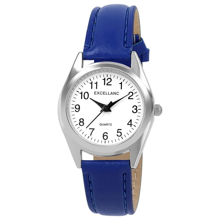 Montre femme - EXCELLANC - Excellanc Femme - Boîtier 26 mm - Bracelet simili cuir bleu - Verre minéral