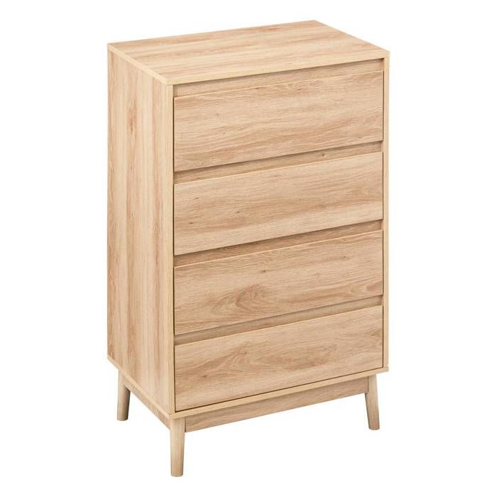 Commode 4 tiroirs effet chêne naturel Abana - 5five Commode 4 tiroirs effet chêne naturel Abana - 5five