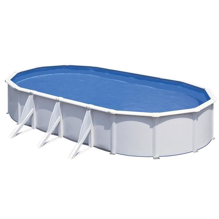 Piscine ovale acier 7 44m x 3 x H: 1 22m Filtration à sable Avec renforts apparents - vue 2