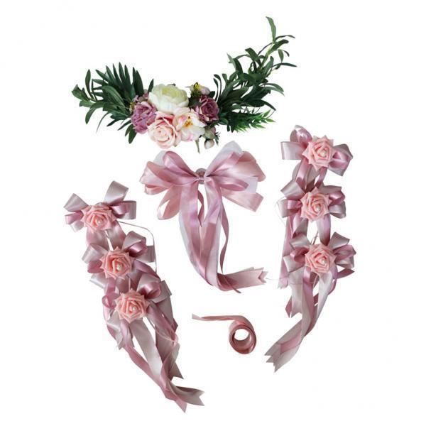 100 Nœuds De Voiture Mariage Blancs Avec Cœurs - Décoration Ruban Satin 25x12cm