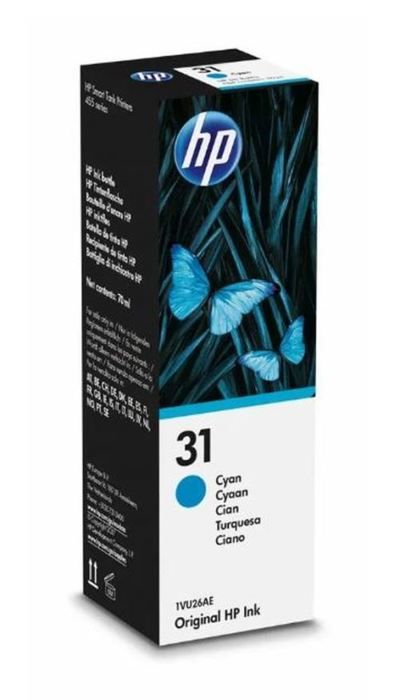 HP 31 Bouteille dencre cyan authentique 70 mL (1VU26AE) pour HP Smart Tank 455/457/513/Plus 555/Plus 559/Plus 570/Plus 655