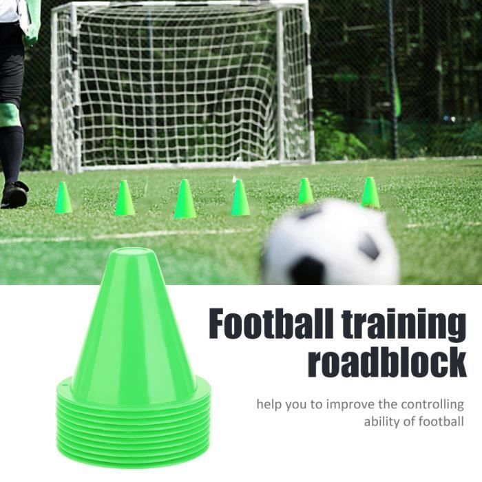 10 cônes d'entraînement de football accessoires de cadre de marqueur en  plastique d'obstacle de football-vert - Cdiscount Jeux - Jouets