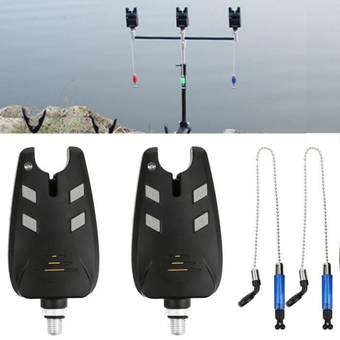 Hirisi Tackle Ensemble d'alarme de pêche Sans fil 1 Récepteur plus 4 Alarmes de morsure pour Pêche Jour et Nuit