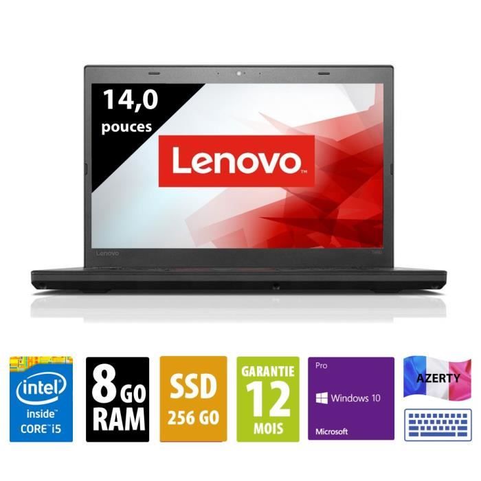Lenovo ThinkPad T460 – 14 pouces – Core i5-6300U – 8Go RAM – 256Go SSD – FHD (1920×1080) – Windows 10 Pro