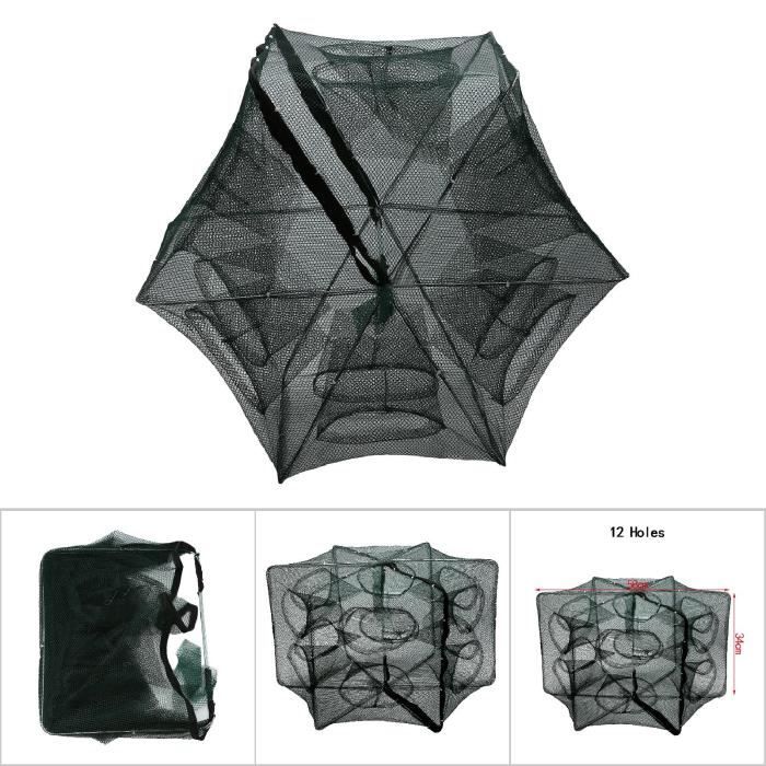 Filet De PêChe Bourriche Cage Panier De Pêche Flottant, Filet De Pêche En Mer, Sac En Maille, Cage à Poisson Pliante à Séchage Rapide, Panier à