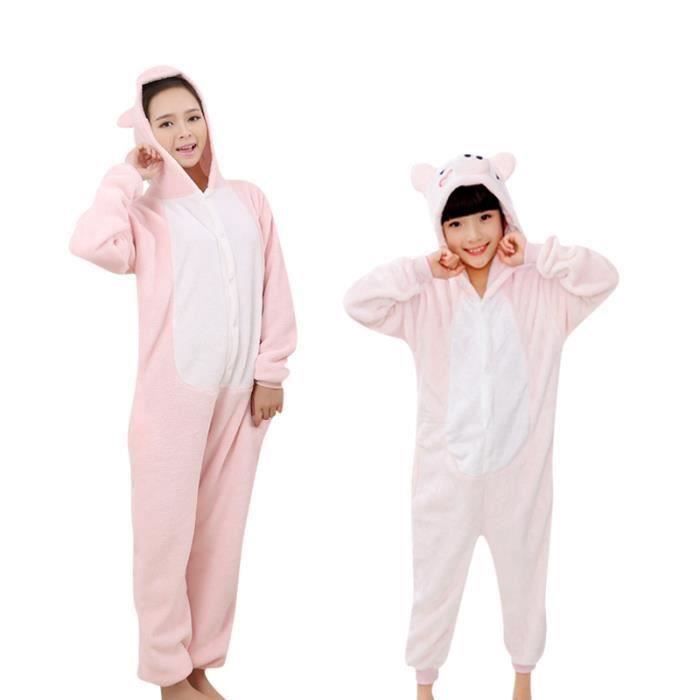Funmoon MOBIGARLAN Combinaison animaux pyjama Fille et Garçon grenouillère  Enfant ado cartoon chemise de nuit Vêtement - Rose 