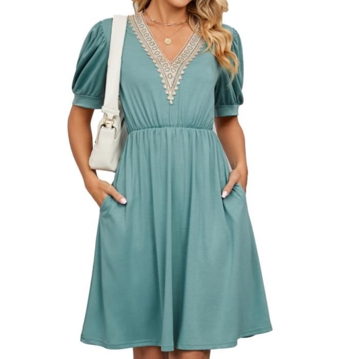 Robe t-shirt longue à manches courtes unie - Noir - Grandes tailles